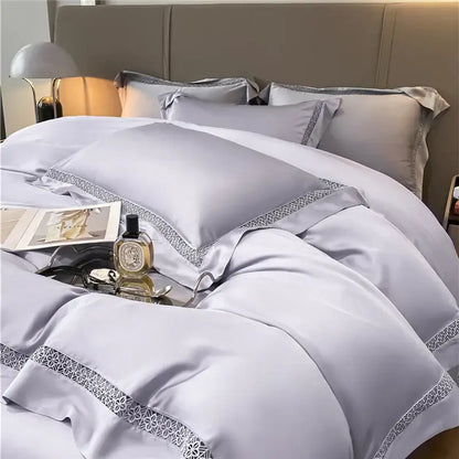 Cream eucalyptus fiber lace bedding set bedroom comfort