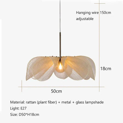 Cream fabric flower chandelier dining room floral pendant light