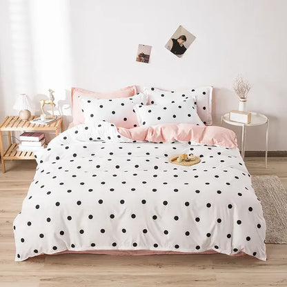 Cream floral cartoon printed bedding set for bedroom green accents