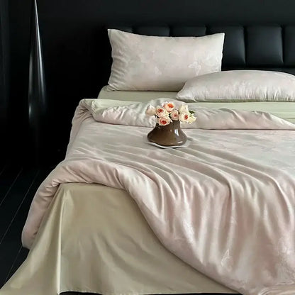 Cream floral cotton jacquard bedding set bedroom duvet cover