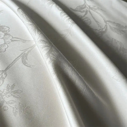 Cream floral jacquard bedding set – bedroom satin quilt cover
