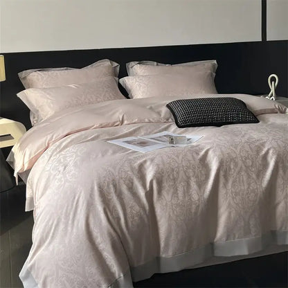 Cream floral jacquard bedding set – bedroom satin quilt cover