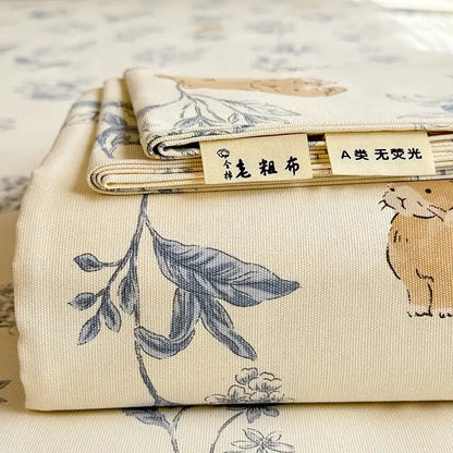 Cream flower print satin bed cover bedroom mattress protector