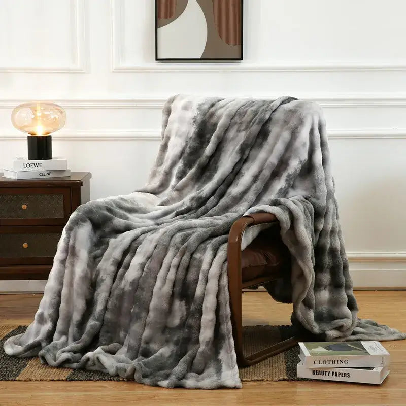 Cream fuzzy faux fur blanket bedroom and living room throw