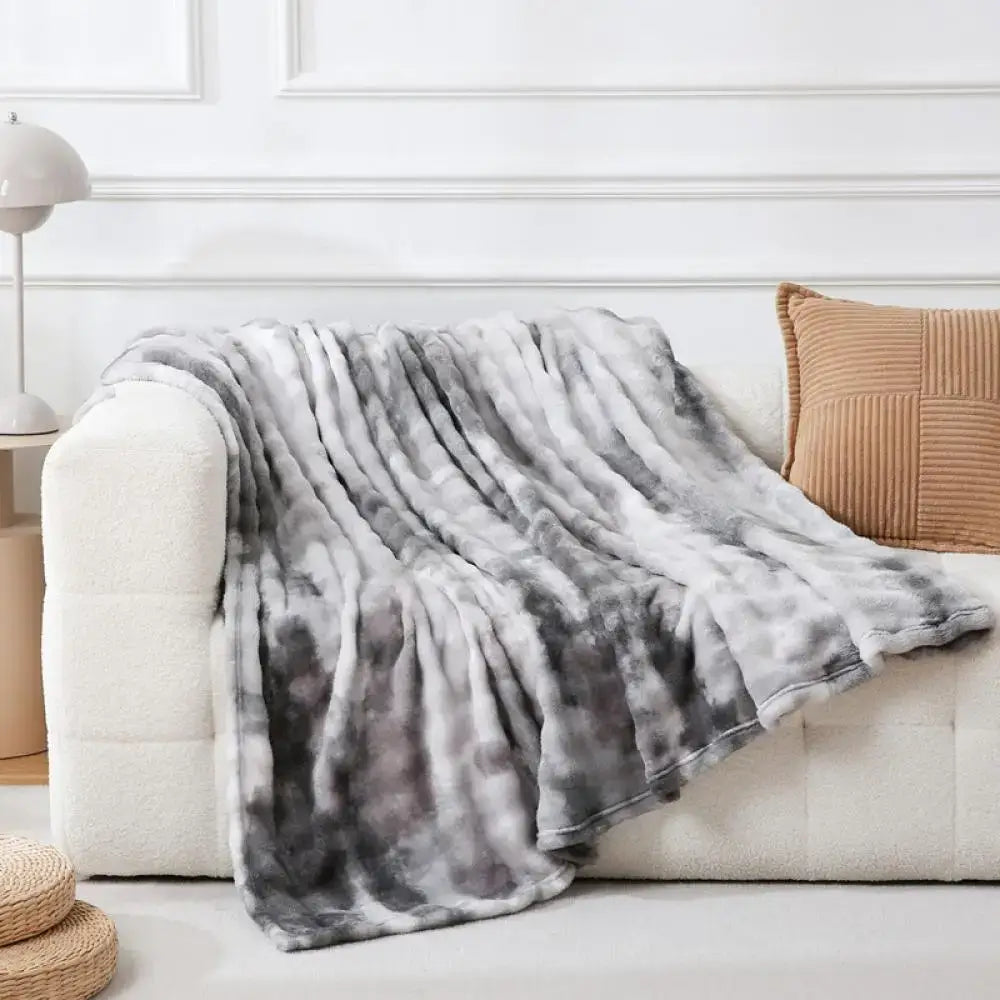 Cream fuzzy faux fur blanket bedroom and living room throw