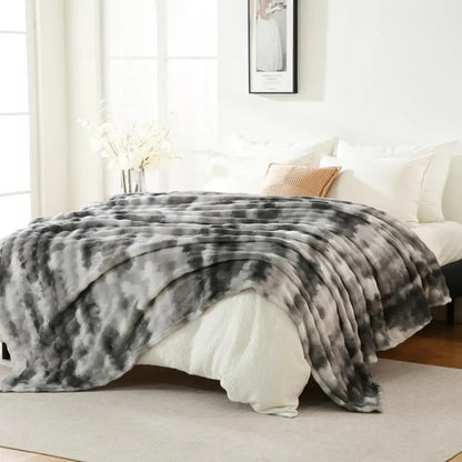 Cream fuzzy faux fur blanket bedroom and living room throw