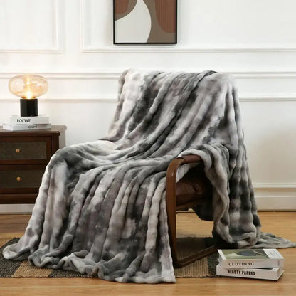 Cream fuzzy faux fur blanket bedroom and living room throw