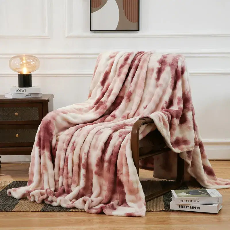 Cream fuzzy faux fur blanket bedroom and living room throw