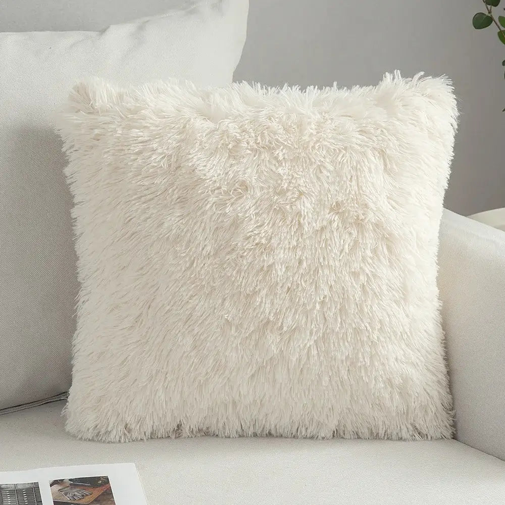 Cream geometric embroidery cushion cover living room textured tassels