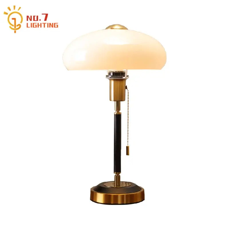 Cream glass mushroom table lamp bedroom brass and black decor