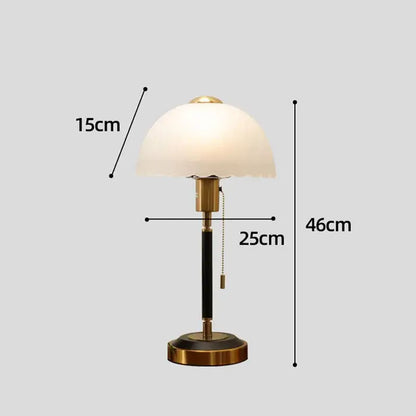 Cream glass mushroom table lamp bedroom brass and black decor