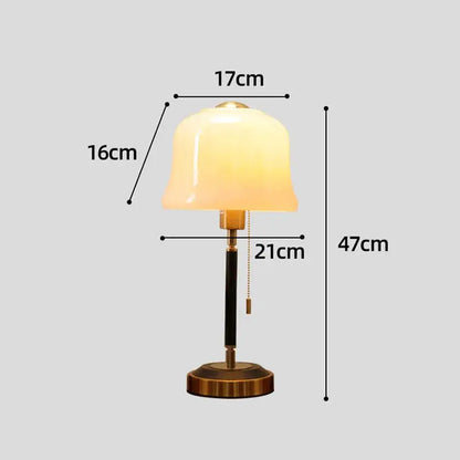 Cream glass mushroom table lamp bedroom brass and black decor
