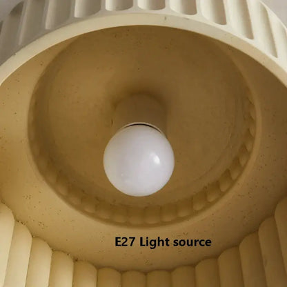 Cream green led chandelier lamp white ribbed dining room light