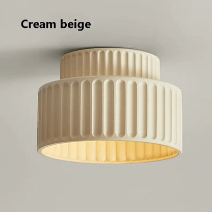 Cream green led chandelier lamp white ribbed dining room light
