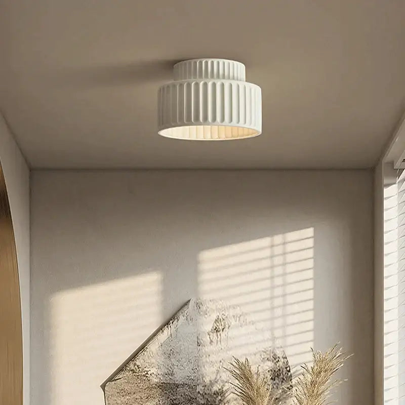 Cream green led chandelier lamp white ribbed dining room light