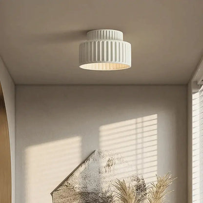 Cream green led chandelier lamp white ribbed dining room light