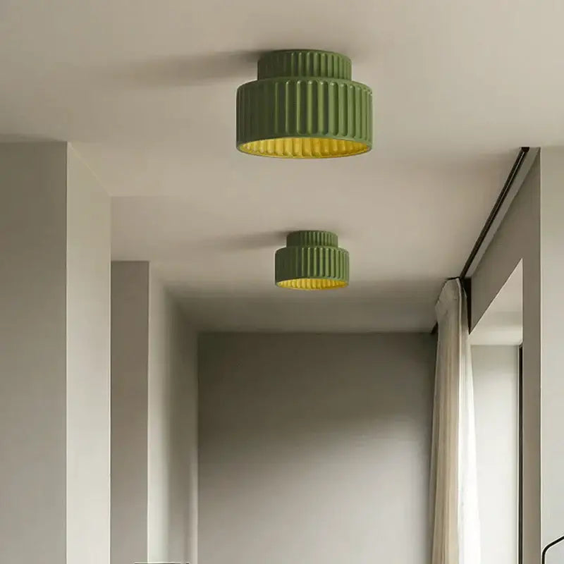 Cream green led chandelier lamp white ribbed dining room light