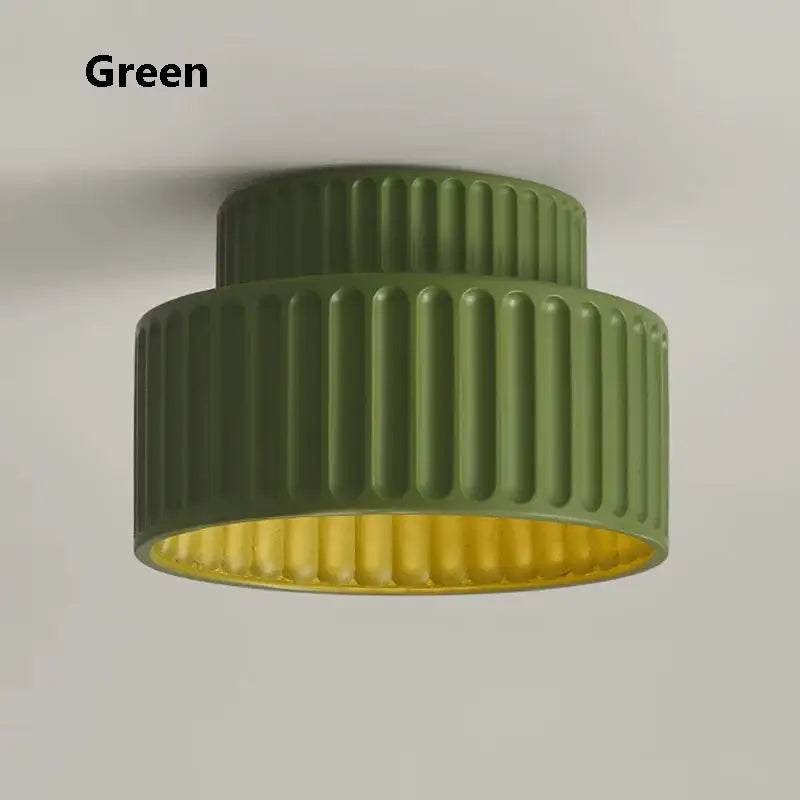 Cream green led chandelier lamp white ribbed dining room light