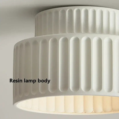 Cream green led chandelier lamp white ribbed dining room light