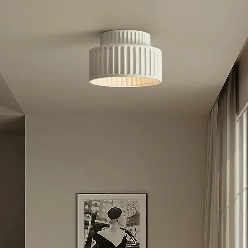 Cream green led chandelier lamp white ribbed dining room light