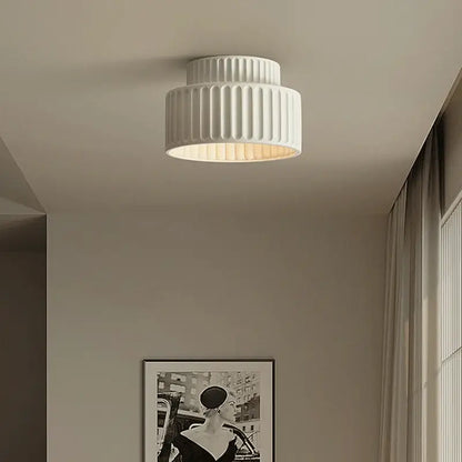 Cream green led chandelier lamp white ribbed dining room light