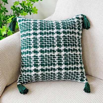 Cream green tulip embroidery cushion cover living room pillow case