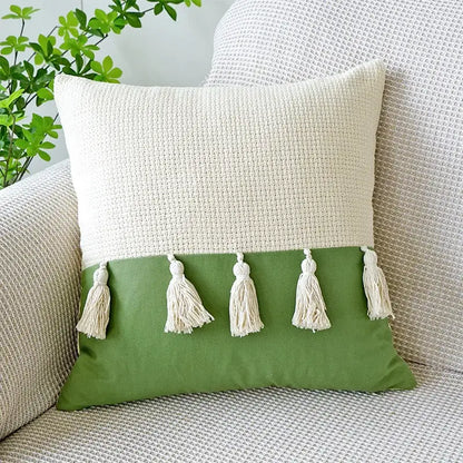 Cream green tulip embroidery cushion cover living room pillow case