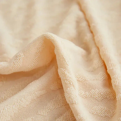 Cream jacquard l sofa seat cover living room stretch slipcover