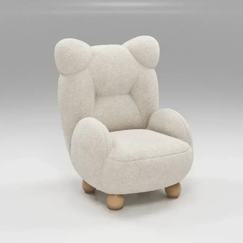 Cream kids lamb velvet bear sofa chair bedroom seating