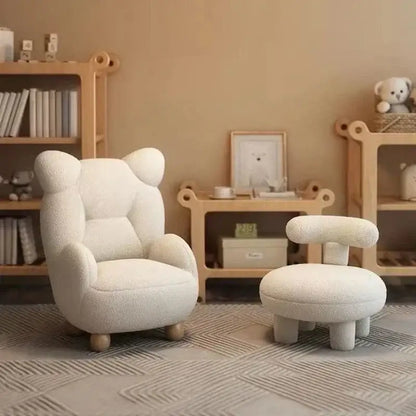 Cream kids lamb velvet bear sofa chair bedroom seating