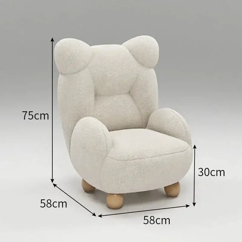 Cream kids lamb velvet bear sofa chair bedroom seating
