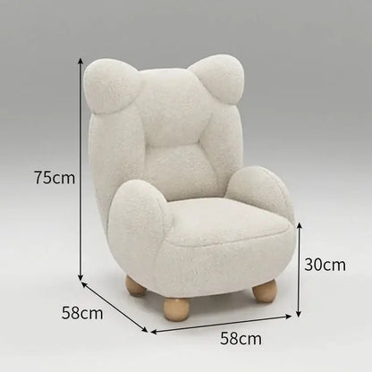 Cream kids lamb velvet bear sofa chair bedroom seating