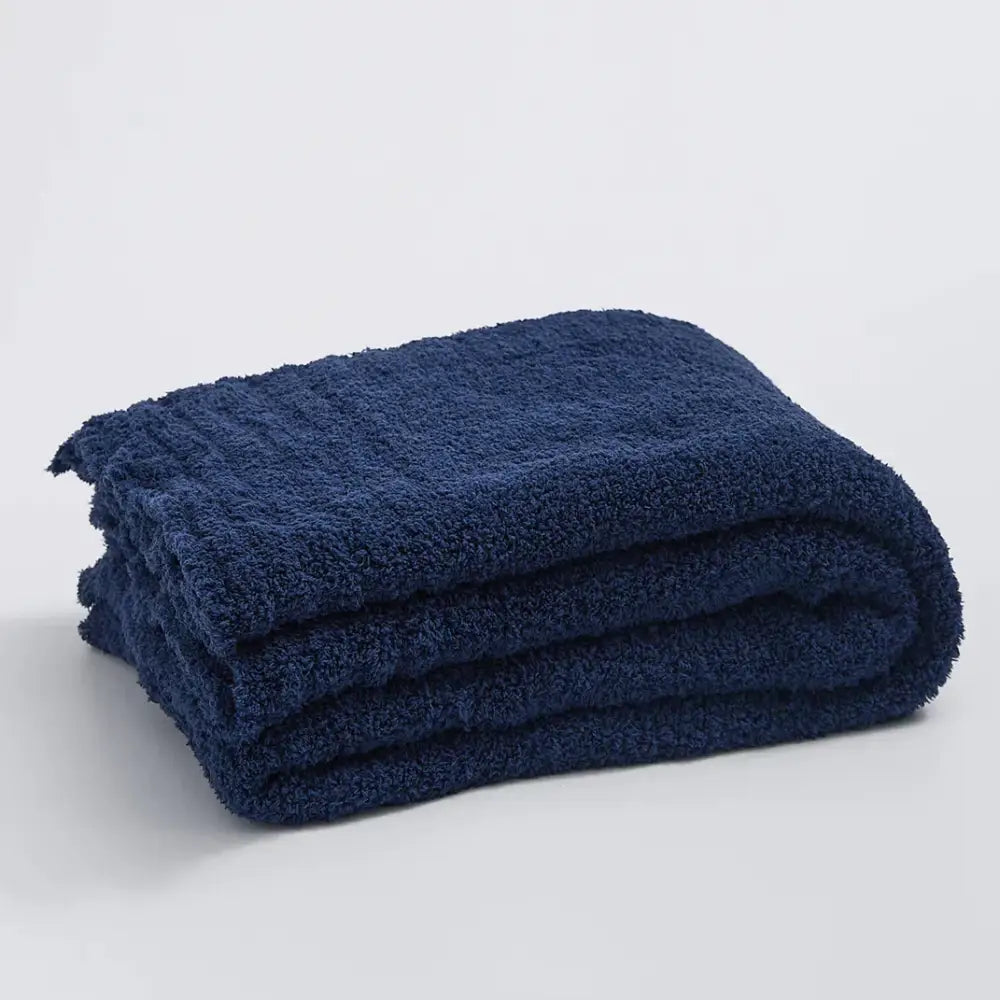 Cream knitted throw blanket bedroom ribbed plush microfiber quilt
