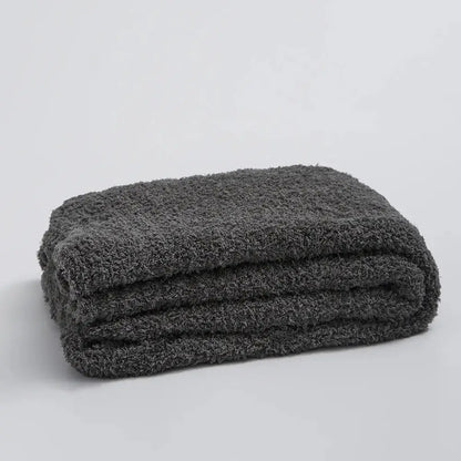Cream knitted throw blanket bedroom ribbed plush microfiber quilt