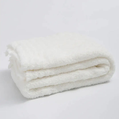 Cream knitted throw blanket bedroom ribbed plush microfiber quilt