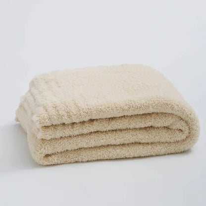 Cream knitted throw blanket bedroom ribbed plush microfiber quilt