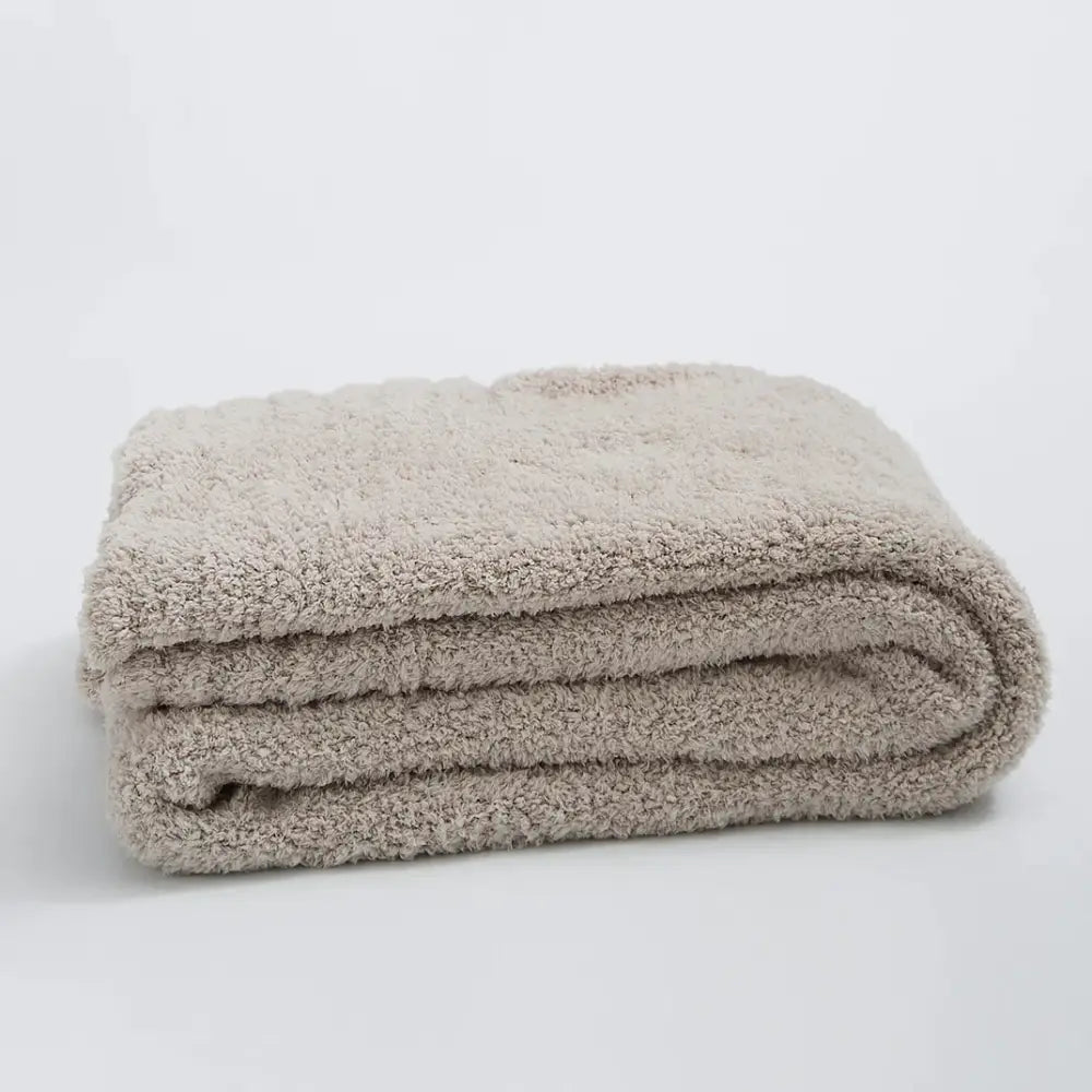 Cream knitted throw blanket bedroom ribbed plush microfiber quilt