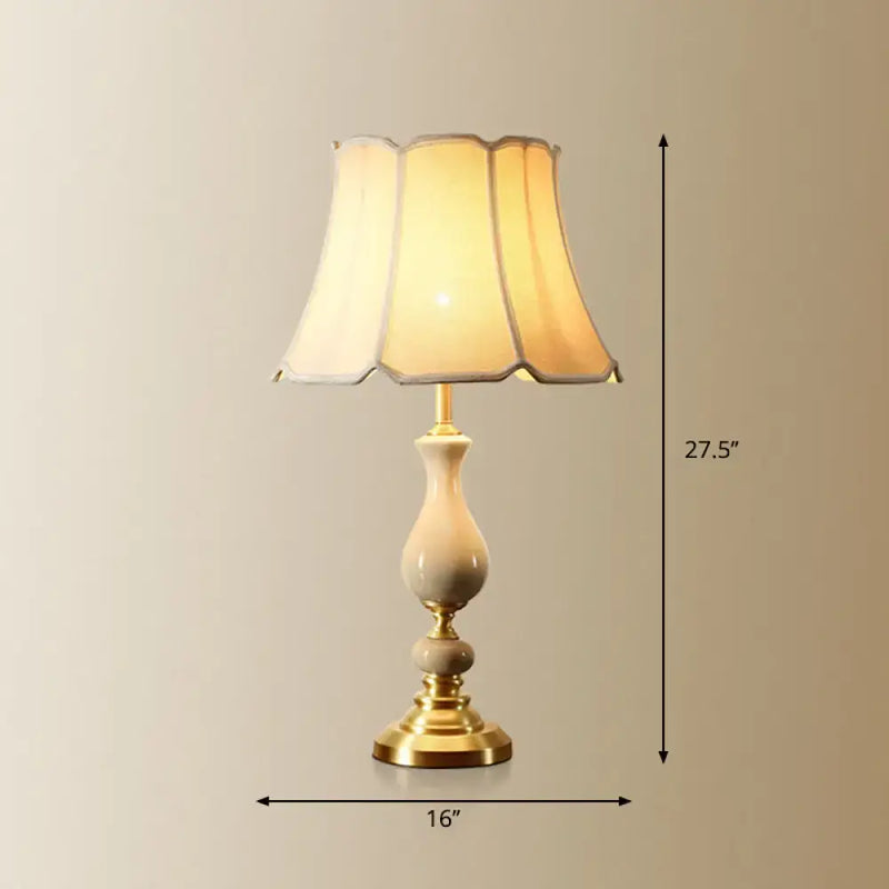 Cream marble and gold scalloped bell table lamp bedroom e26 e27 light