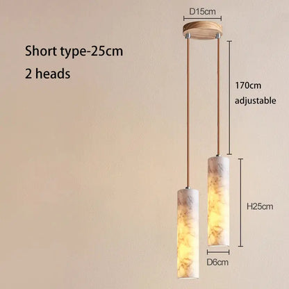 Cream marble cylinder pendant light for luxury bedroom and bar counter