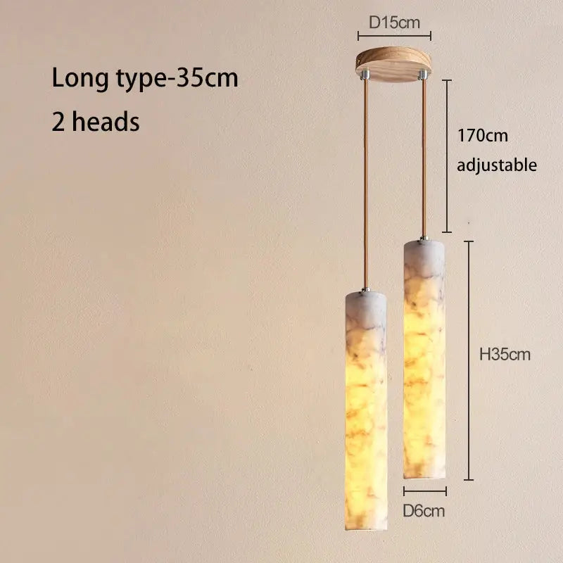 Cream marble cylinder pendant light for luxury bedroom and bar counter