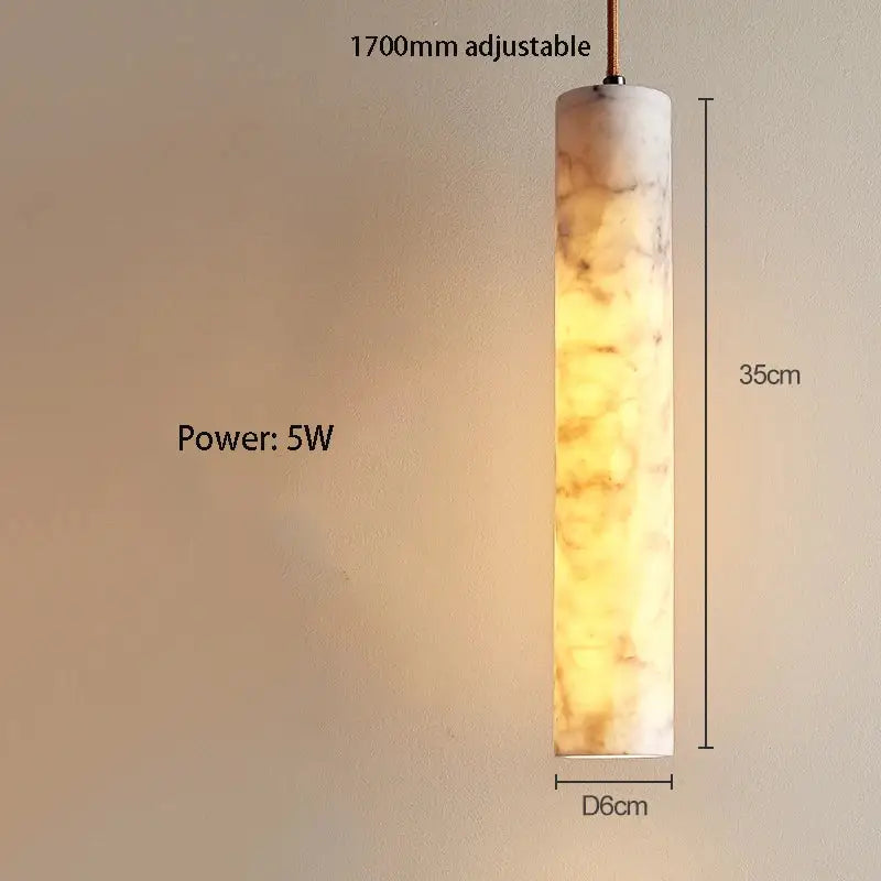 Cream marble cylinder pendant light for luxury bedroom and bar counter
