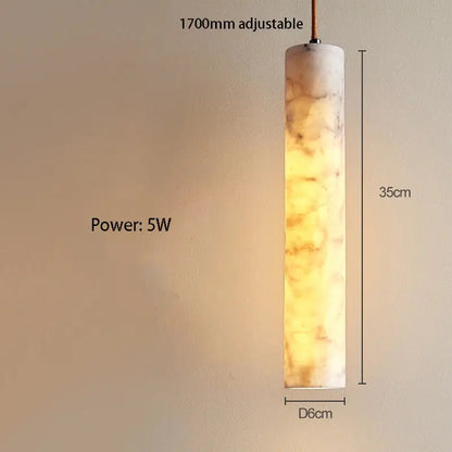 Cream marble cylinder pendant light for luxury bedroom and bar counter
