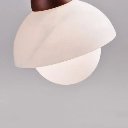 Cream marble led pendant light for bedroom with wood top