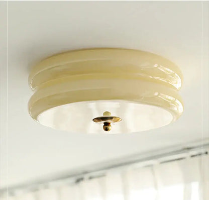Cream medieval glass ceiling lamp for living room