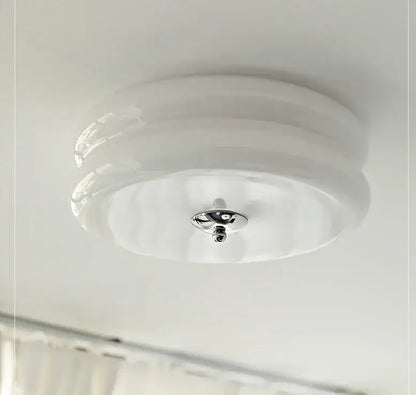 Cream medieval glass ceiling lamp for living room