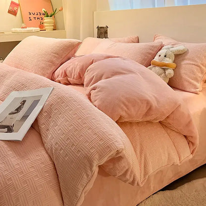 Cream & mustard quilted duvet cover set bedroom cozy bedding