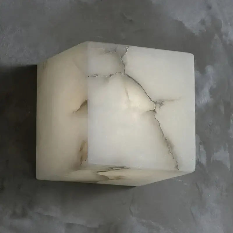 Cream onyx marble cube led wall sconce for bedroom lighting
