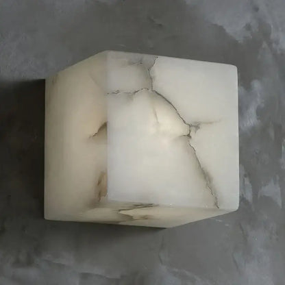 Cream onyx marble cube led wall sconce for bedroom lighting