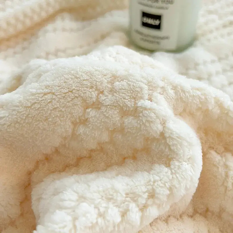 Cream plush double sided jacquard milk velvet blanket bedroom throw