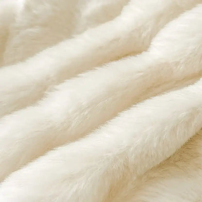 Cream plush rabbit fur bedding set – luxury bedroom duvet set